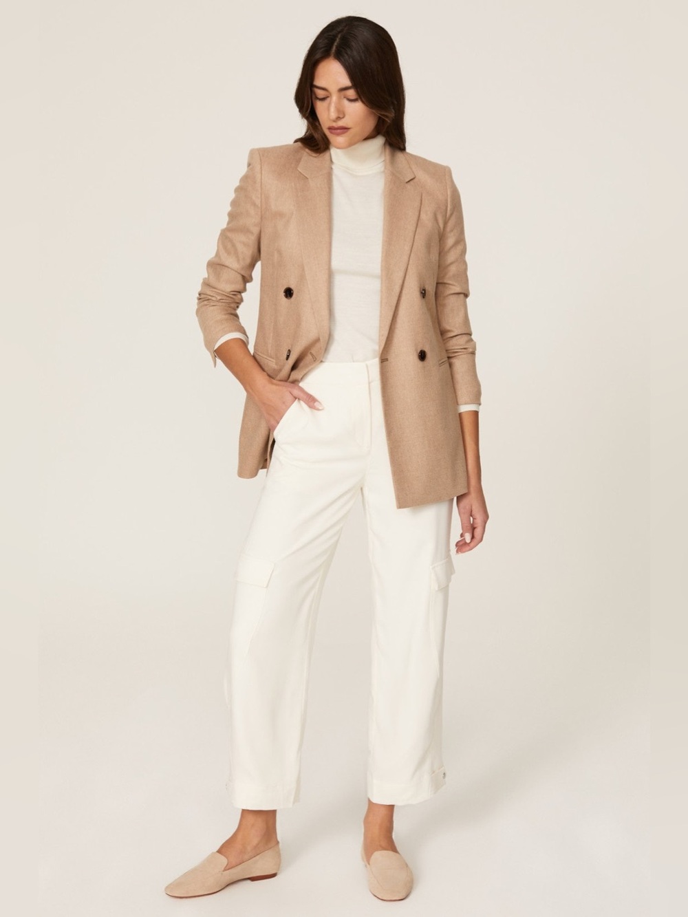 Club Monaco Curved Seam Cargo Pants in White Ivory Size 0